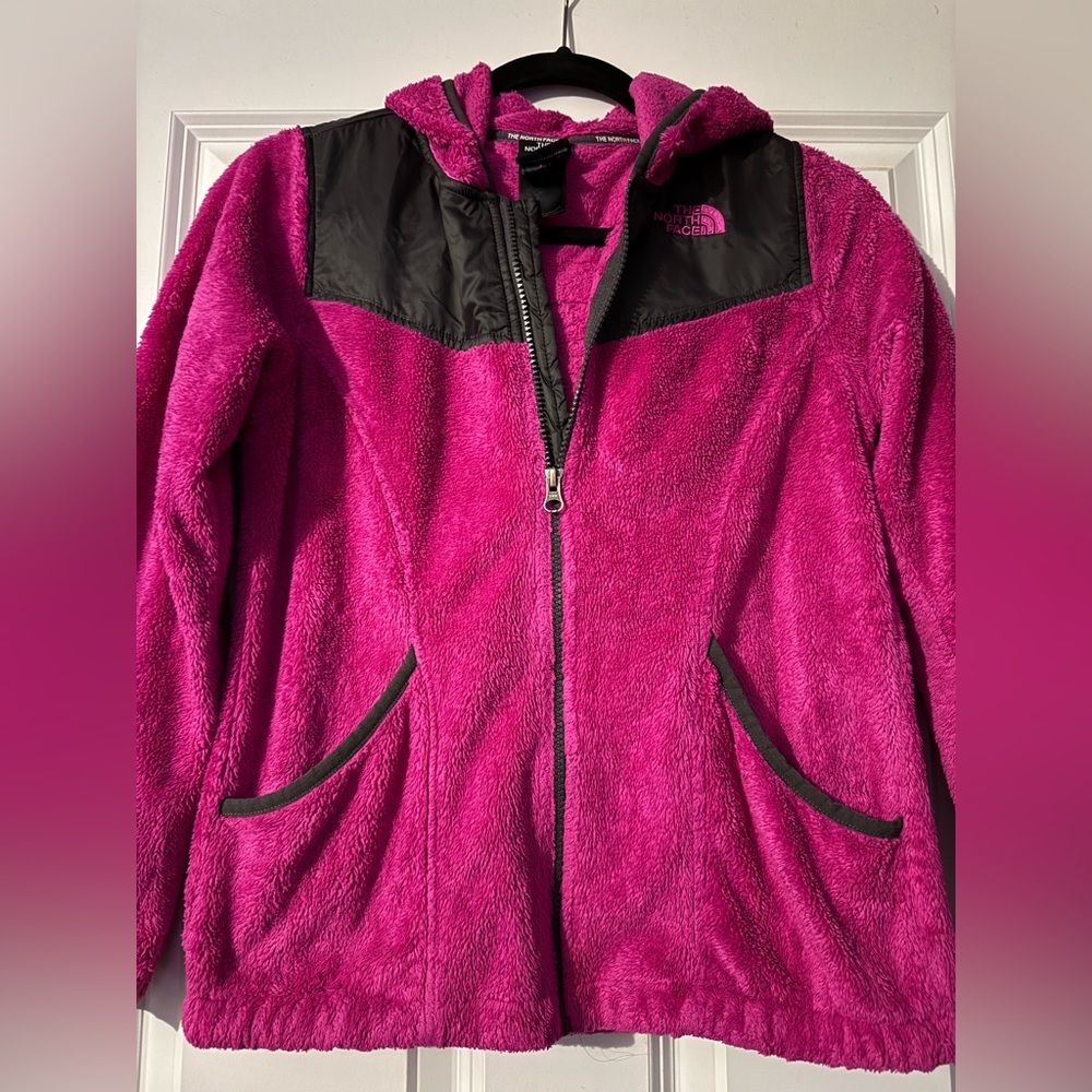 THE NORTH FACE Girl’s Pink Fushia Fleece Hooded Jacket Large 14/16